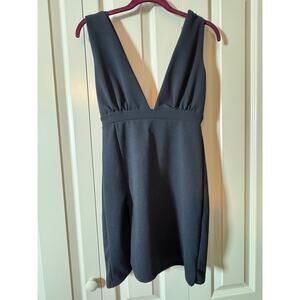Nasty Gal deep v black mini dress size 4